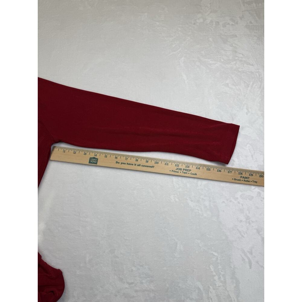 Chico's Travelers Cardigan Size 1 Slinky Knit Red Pleated Collar Open Front 8-10 - Picture 8 of 8